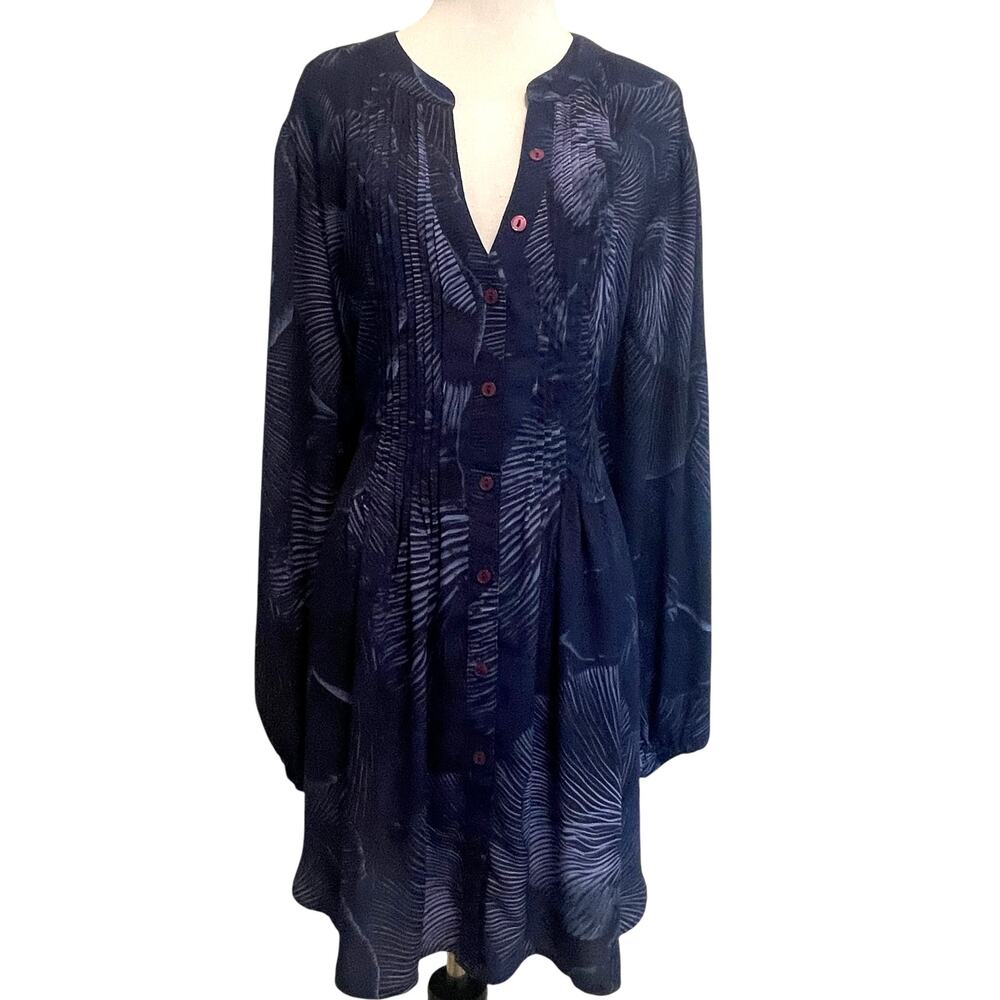 Melissa McCarthy Seven7 Navy Blue Printed Tunic - Picture 2 of 9
